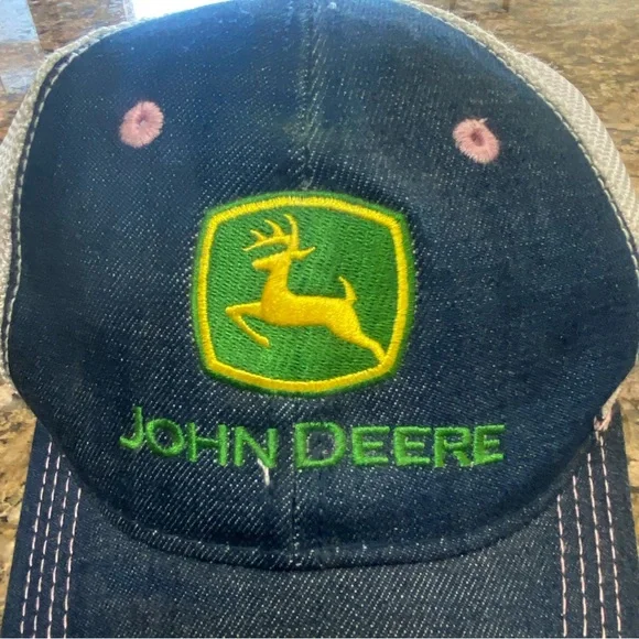 JOHN DEERE Tractors Farming Denim Mesh Women’s OS Strap Back Baseball Hat - Picture 2 of 5